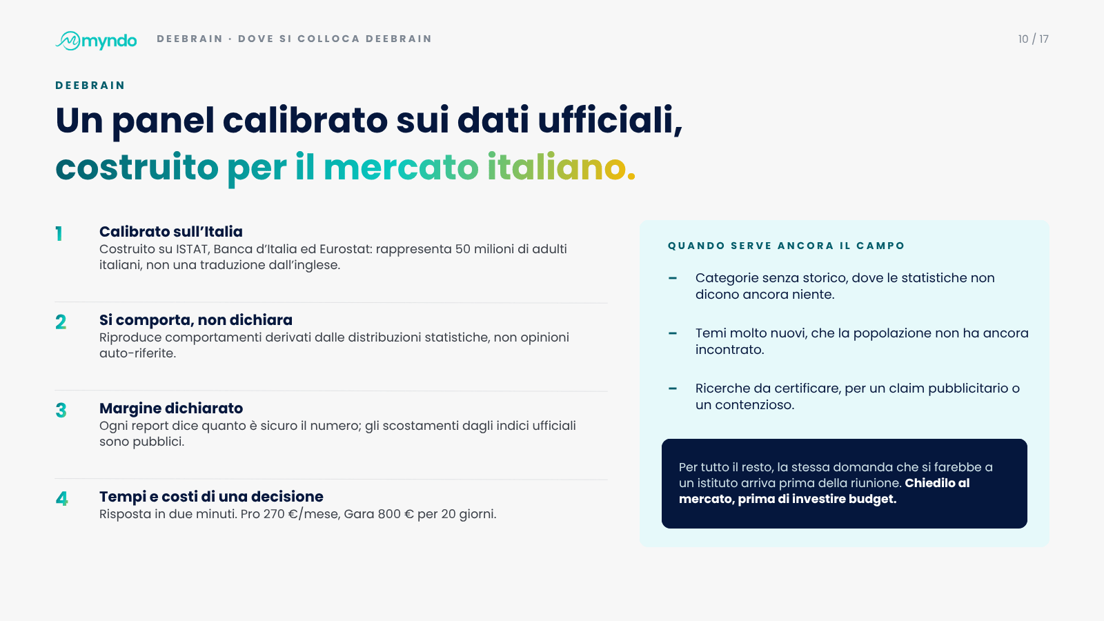 Slide 10 di 17 · Chiedere al mercato, prima di investire